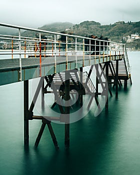 Long exposure shot of Pasarela del Nautico in San Sebastian. Basque Country, Spain photo
