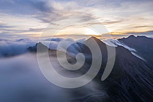 Long exposure shot of the sea of clouds at the Balang Mountain Pass in Aba Prefecture, Sichuan