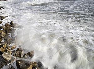 Long exposure shot of the sea in venre azzura beach in lerici