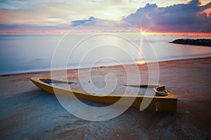 Long exposure shot of seascape at sunset