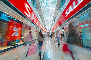 Long exposure shot of a shopping mall