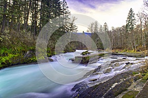 Long exposure shot of Stamp River Falls in Port Alberni, Canada photo