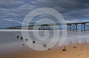 Long exposure shot of Steetley Pier in Hartlepool