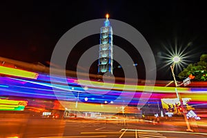 Long exposure shot of Taipei 101