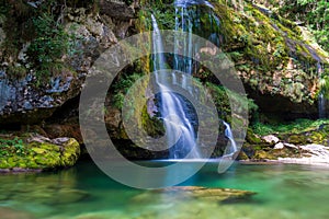 Long exposure Slap Virje waterfall in Bovec