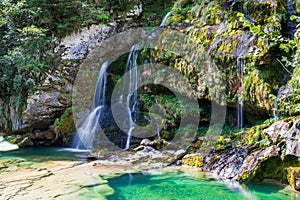 Long exposure Slap Virje waterfall in Bovec