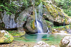 Long exposure Slap Virje waterfall in Bovec