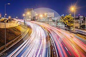 Long Exposure of street traffic in Lisbon, Portugal photo