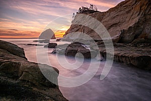 Long Exposure Sunset at Cape Kiwanda on the Oregon Coast