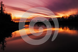 Long Exposure Sunset over Missouri River