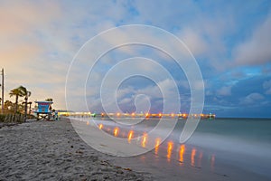 Long exposure twilight photo Dania Beach fishing pier