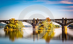 Long exposure of the Veterans Memorial Bridge over the Susquehanna River, in Wrightsville, Pennsylvania.