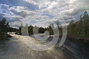 Long exposure view over the Swedish river of Ammeraan