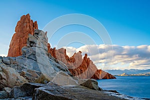 long exposure view of the red rocks of Arbatax