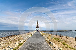 Long exposure view of the sea and the breakwater in Cuxhaven