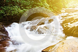 Long exposure waterfall in forrest.