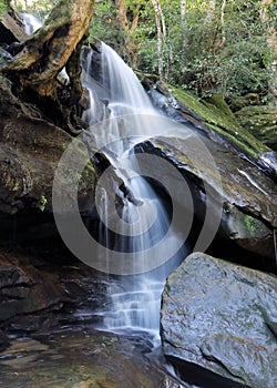 Long Exposure Waterfall Over Rocks
