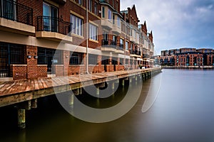 Long exposure of waterfront condominiums in Fells Point, Baltimore, Maryland.