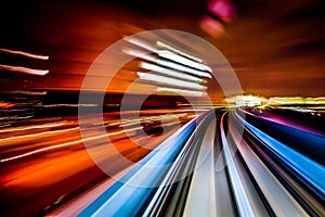 Long exposure from the Yurikamome Tokyo waterfront new traffic coastal line