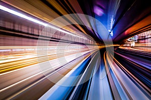 Long exposure from the Yurikamome Tokyo waterfront new traffic coastal line