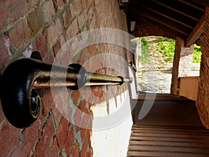 long exterior stone stairs diminishing perspective leading to a fort.