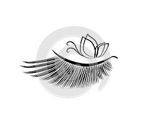 Long eyelashes on a white background. Beauty saloon. Symbol. Vector