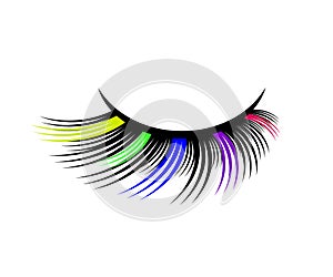 Long eyelashes on a white background. Symbol. Beauty saloon. E yelash Extension. Vector