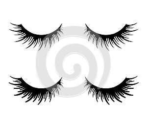 Long eyelashes on a white background. Symbol. Beauty saloon. Eyelash Extension. Vector