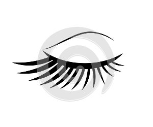 Long eyelashes on a white background. Symbol. Vector