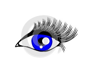 Long female eyelashes on a white background. Eye. Symbol. Vector