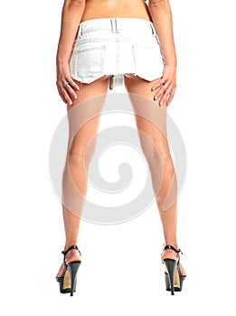 long female legs white background