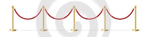 Long fencing gold bollards with red rope template