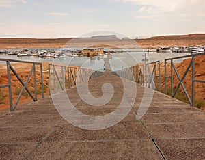 A long floatable walkway in the desert