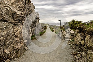 A long footpath leading to remains of the historical Fjoloy fort site