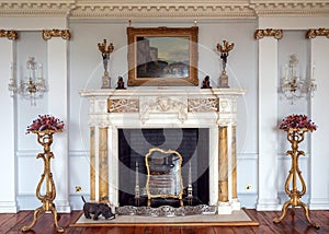 The Long Gallery Fireplace, Burton Agnes Hall, Yorkshire, England.