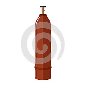 Long gas cylinder isolated on white background. Contemporary canister fuel storage. Brown propane bottle icon container in flat