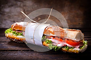 Long gourmet sandwich