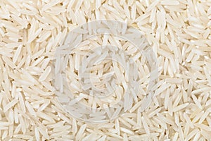 Long-grain uncooked white Basmati rice