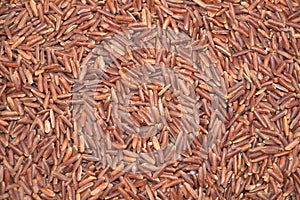 Long grains of red rice texture