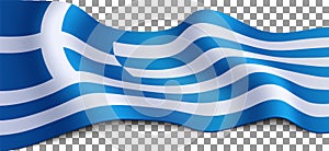 Long greek flag on transparent background.