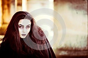 Long hair girl with scary makeup