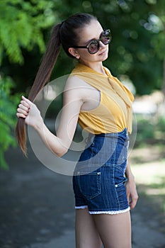 Long haired girl posing