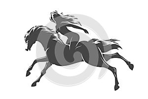 Long-haired Woman Rides a Wild Stallion Emblem