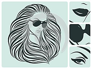 Long hairstyle. Vector illustration.