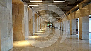 Long hallway at the Istiqlal Mosque in Jakarta, Indonesia photo