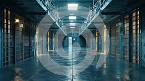 A Long Hallway With Multiple Jail Doors