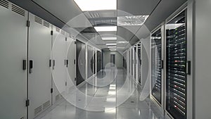 A Long Hallway With Rows of Servers