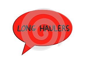 Long Haulers, words in red chat bubble