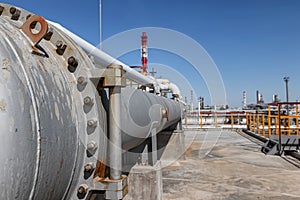 Long heat exchanger at top maintenance site of new refinery plant