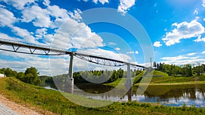Long high bridge over the river